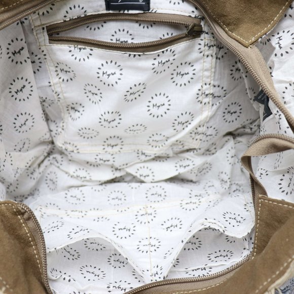 NEW Myra Bag FRENCHY Tan Canvas Tote Bag Purse for Vintage Women Fashion Leather - Picture 7 of 7